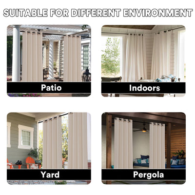 Outdoor Linen Waterproof Sheer Curtains Grommet Top