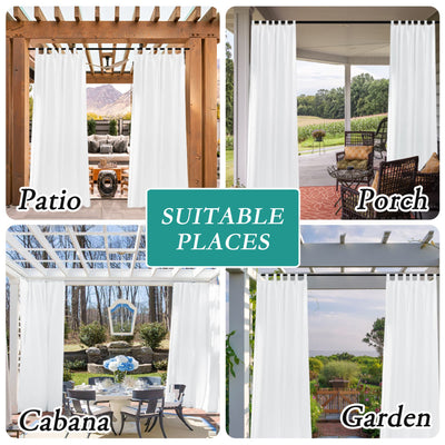 Outdoor Linen Waterproof Curtains Velcro Tab Top