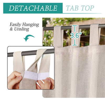 Outdoor Linen Waterproof Curtains Velcro Tab Top