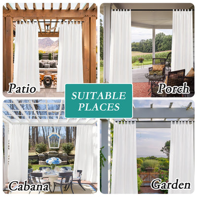 Outdoor Linen Waterproof Curtains Velcro Tab Top