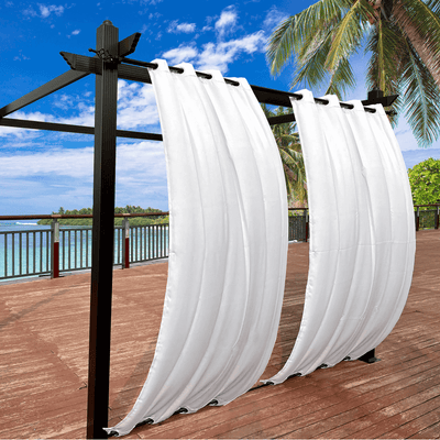 Outdoor Curtains Waterproof Grommet Top & Bottom 1 Panel - White