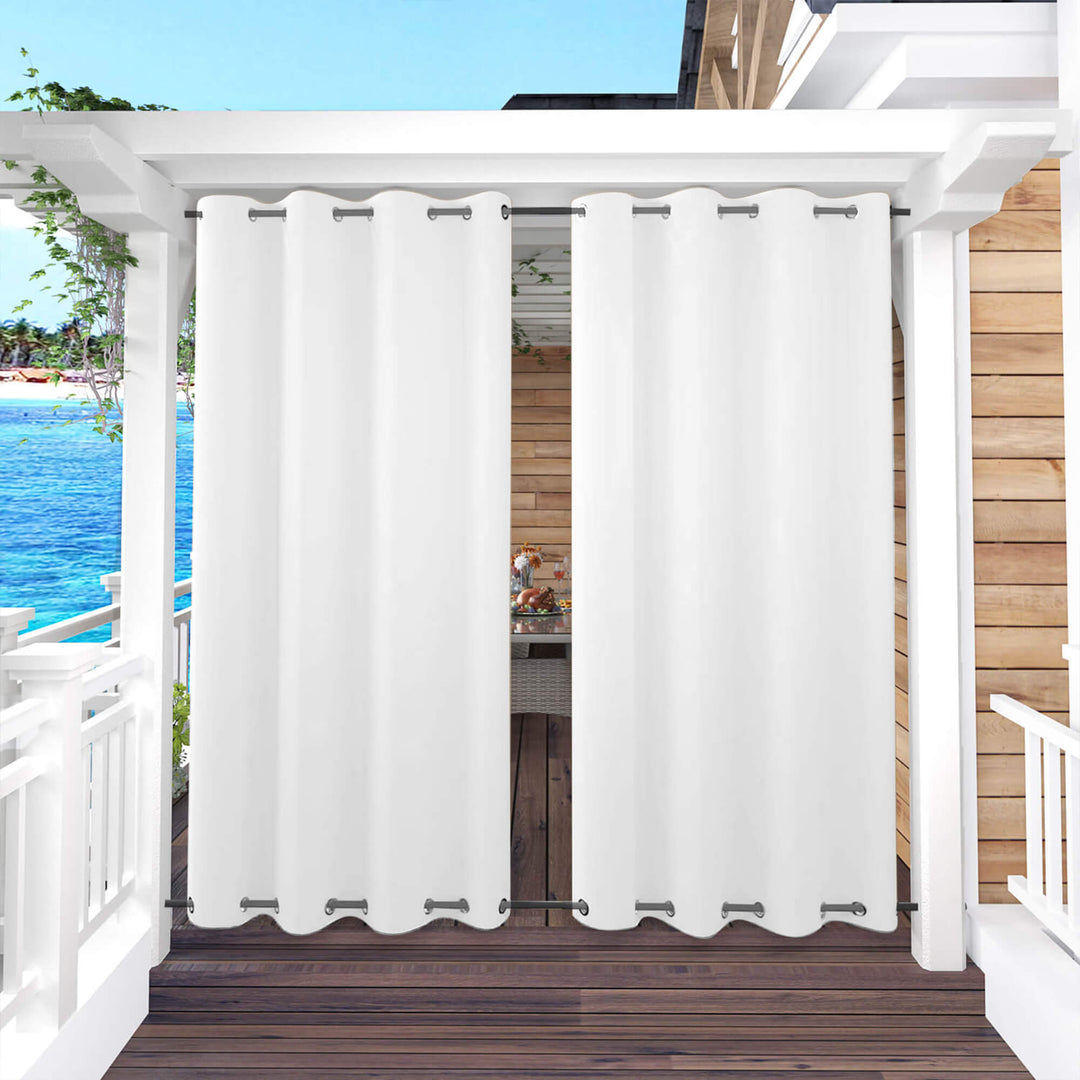 Outdoor Curtains Waterproof Weighted for Patio and Porch, Gazebo \u0026 Pergola Curtains, Grommet Top \u0026 Bottom White, SNOWCITY, W52in * L84in, image size:1080x1080