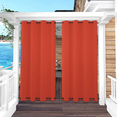 Outdoor Curtains Waterproof Grommet Top & Bottom 1 Panel - Orange