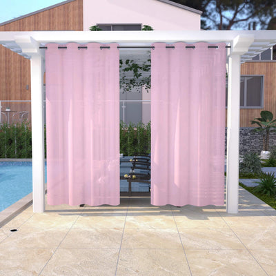 Outdoor Sheer Curtains Waterproof Grommet Top - Pink