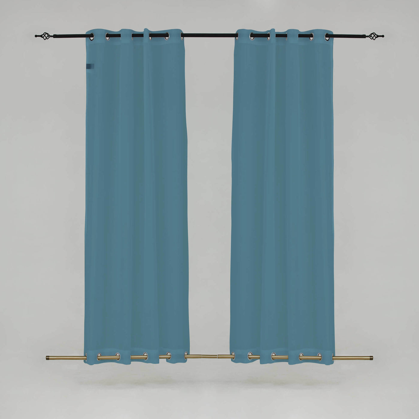 Outdoor Sheer Curtains Waterproof Grommet Top & Bottom - Greenish blue