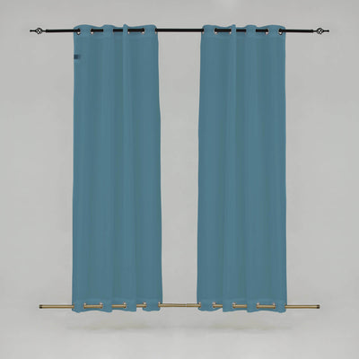 Outdoor Sheer Curtains Waterproof Grommet Top & Bottom - Greenish blue