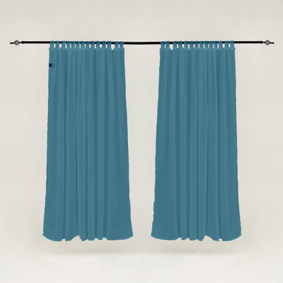 Outdoor Sheer Curtains Waterproof Velcro Tab Top - Greenish blue