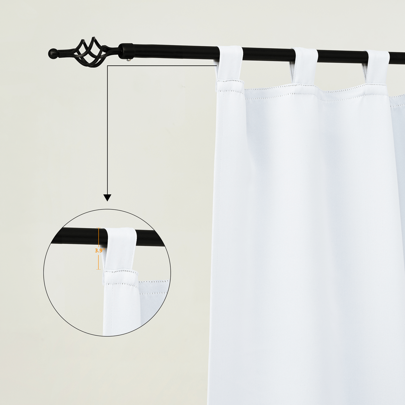 Outdoor Curtains Waterproof Tab Top 1 Panel - White