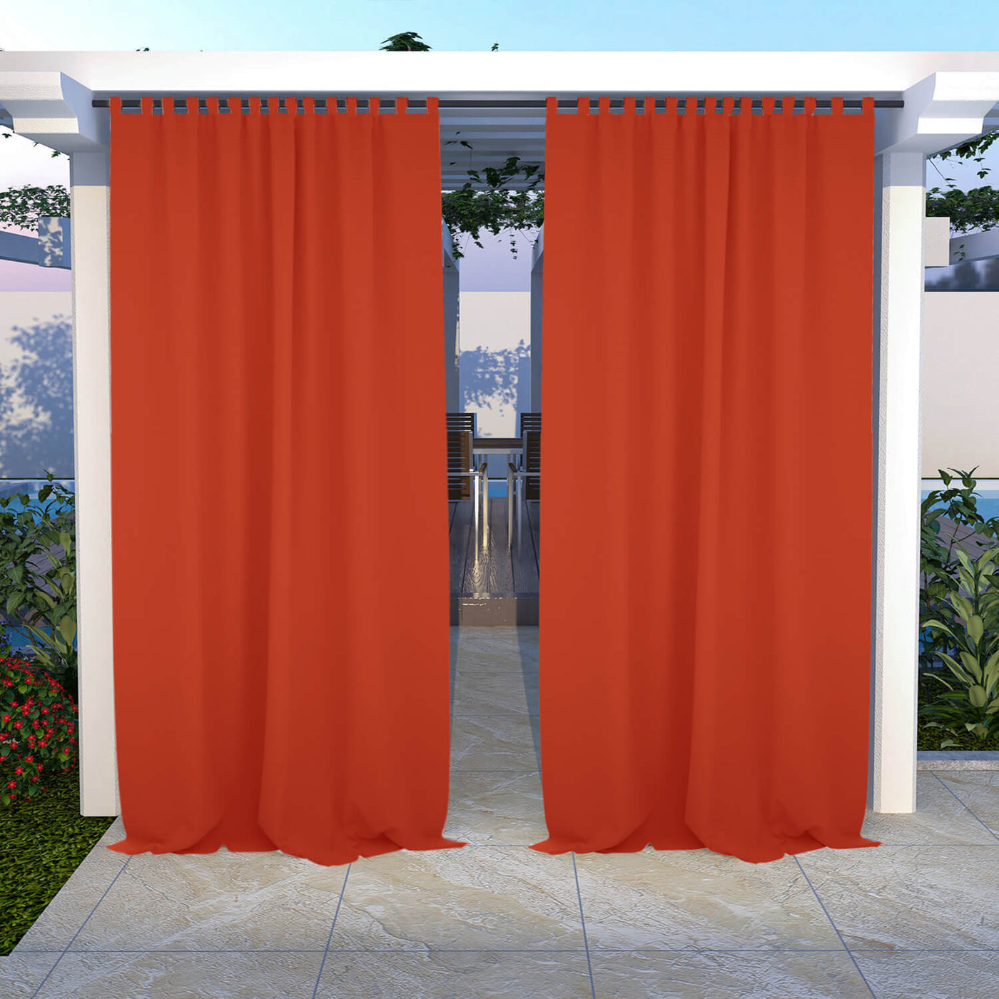 Outdoor Curtains Waterproof Tab Top 1 Panel - Orange