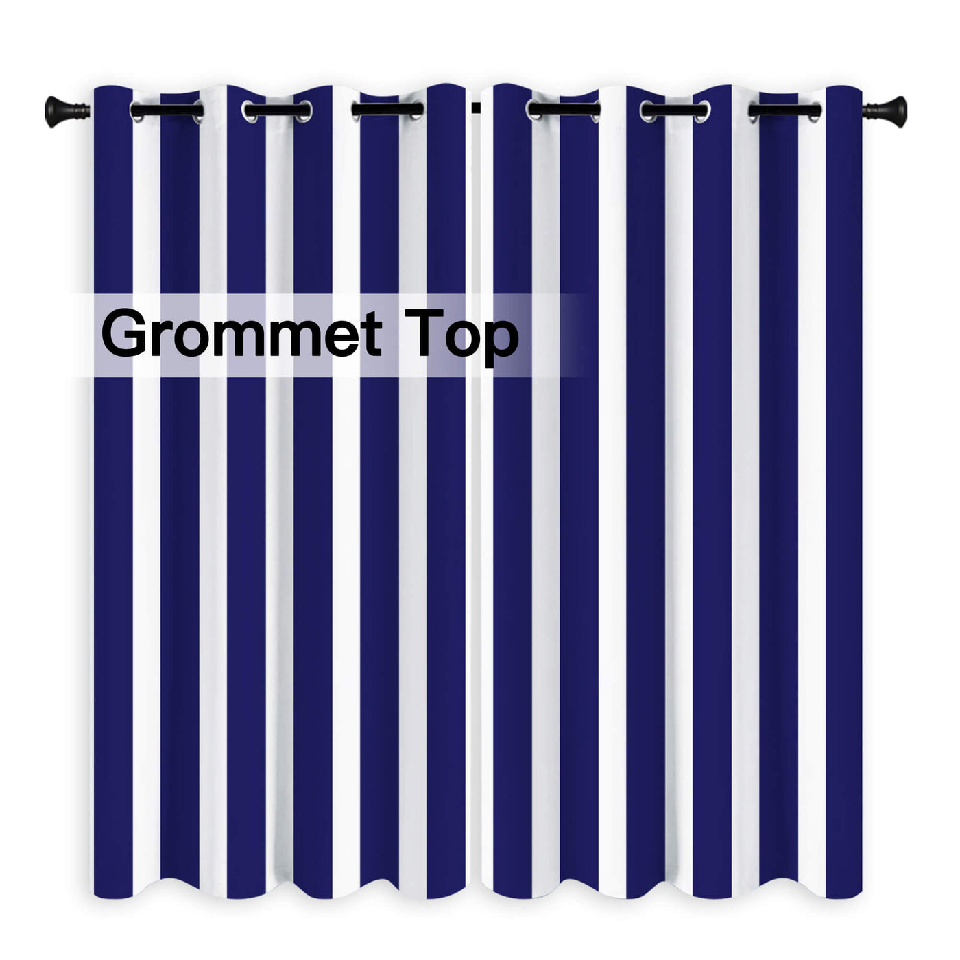 Heartcosy Dark Blue Stripe Curtains/Drapes 1 Panel | Waterproof Curtains Grommet Top & Bottom | Custom Outdoor Curtains