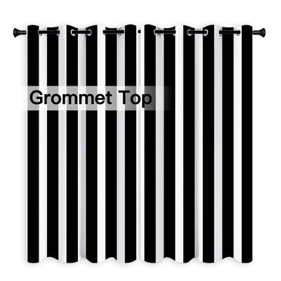 Heartcosy Black Stripe Curtains/Drapes 1 Panel | Waterproof Curtains Grommet Top & Bottom | Custom Outdoor Curtains