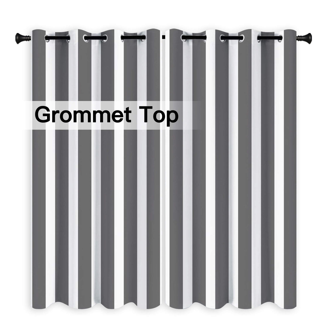 Heartcosy Grey Stripe Curtains/Drapes 1 Panel | Waterproof Curtains Grommet Top & Bottom | Custom Outdoor Curtains
