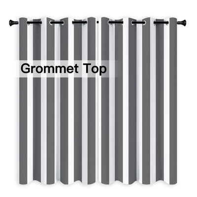 Heartcosy Grey Stripe Curtains/Drapes 1 Panel | Waterproof Curtains Grommet Top & Bottom | Custom Outdoor Curtains