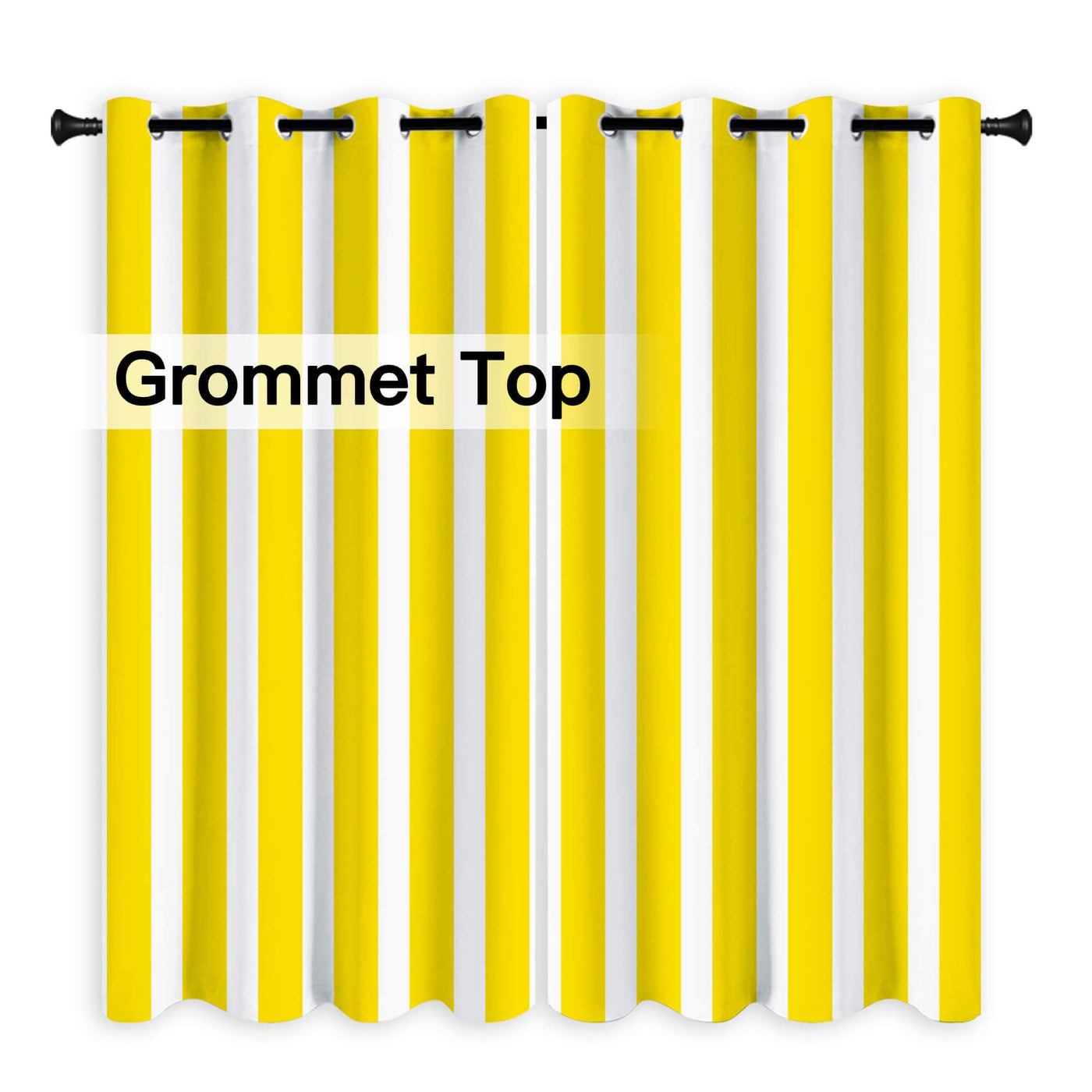 Heartcosy Yellow Stripe Curtains/Drapes 1 Panel | Waterproof Curtains Grommet Top & Bottom | Custom Outdoor Curtains