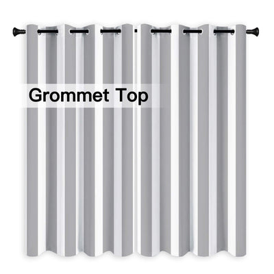 Heartcosy Light Grey Stripe Curtains/Drapes 1 Panel | Waterproof Curtains Grommet Top & Bottom | Custom Outdoor Curtains