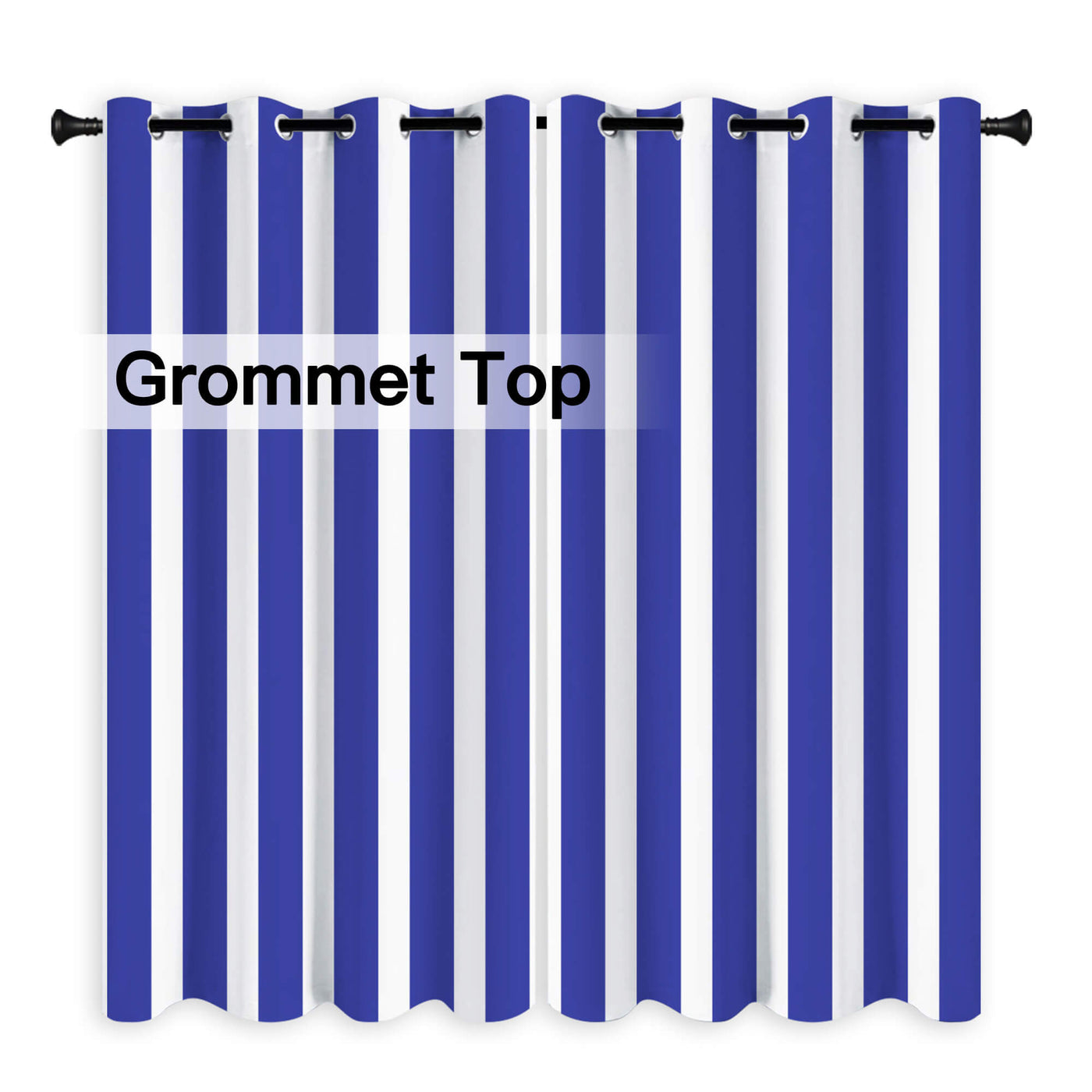 Heartcosy Blue Stripe Curtains/Drapes 1 Panel | Waterproof Curtains Grommet Top & Bottom | Custom Outdoor Curtains