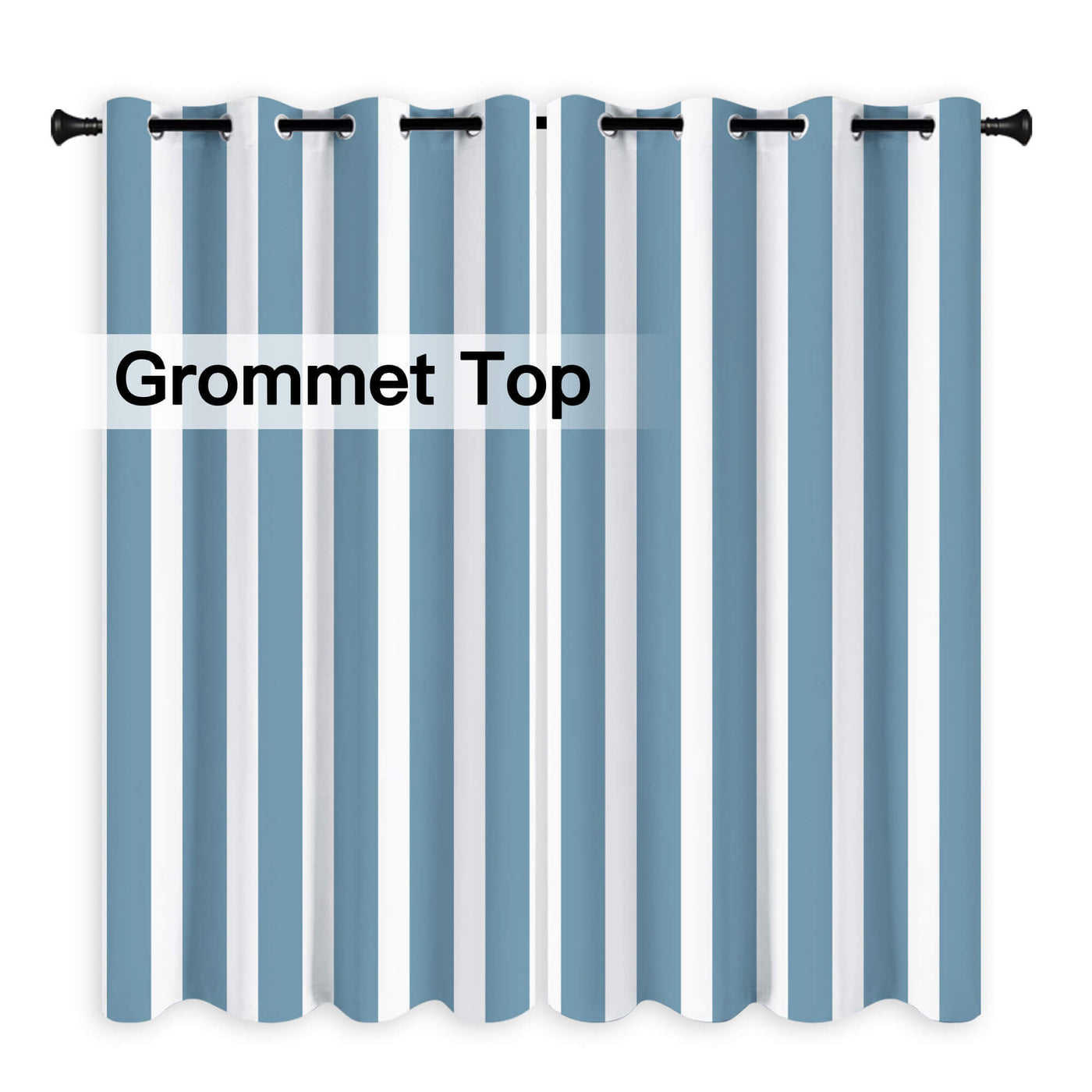 Heartcosy Pale Blue Stripe Curtains/Drapes 1 Panel | Waterproof Curtains Grommet Top & Bottom | Custom Outdoor Curtains