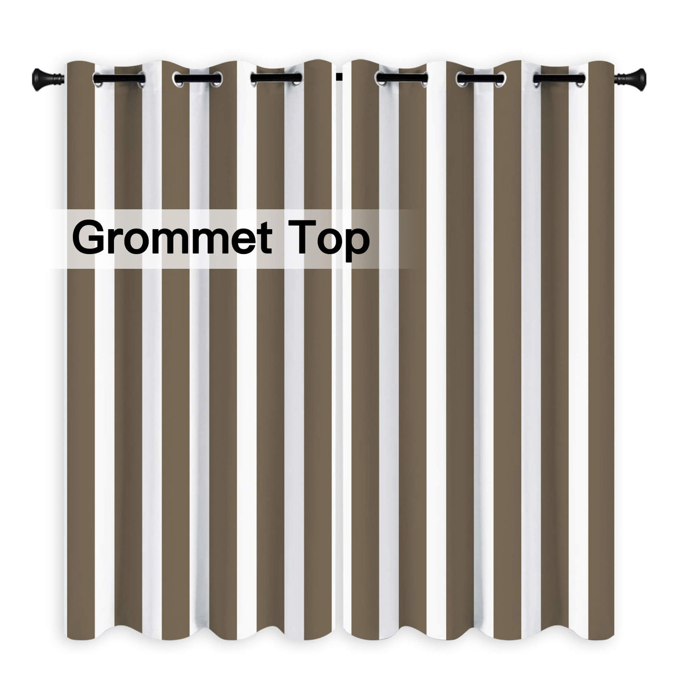 Heartcosy Brown Stripe Curtains/Drapes 1 Panel | Waterproof Curtains Grommet Top & Bottom | Custom Outdoor Curtains