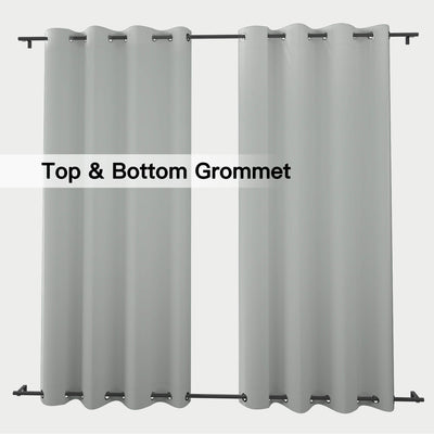 Heartcosy Thermal Curtains/Drapes 1 Panel Grey | Waterproof Curtains Grommet/Tab Top | Custom Blackout Curtains