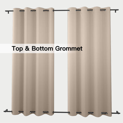 Heartcosy Thermal Curtains/Drapes 1 Panel Khaki | Waterproof Curtains Grommet/Tab Top | Custom Blackout Curtains
