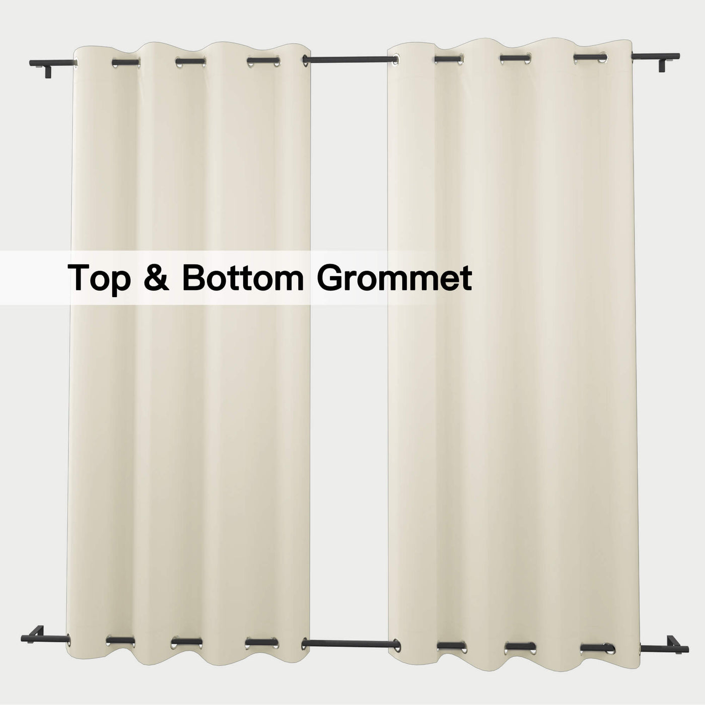 Heartcosy Thermal Curtains/Drapes 1 Panel Beige | Waterproof Curtains Grommet/Tab Top | Custom Blackout Curtains