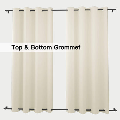 Heartcosy Thermal Curtains/Drapes 1 Panel Beige | Waterproof Curtains Grommet/Tab Top | Custom Blackout Curtains