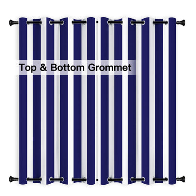 Heartcosy Dark Blue Stripe Curtains/Drapes 1 Panel | Waterproof Curtains Grommet Top & Bottom | Custom Outdoor Curtains