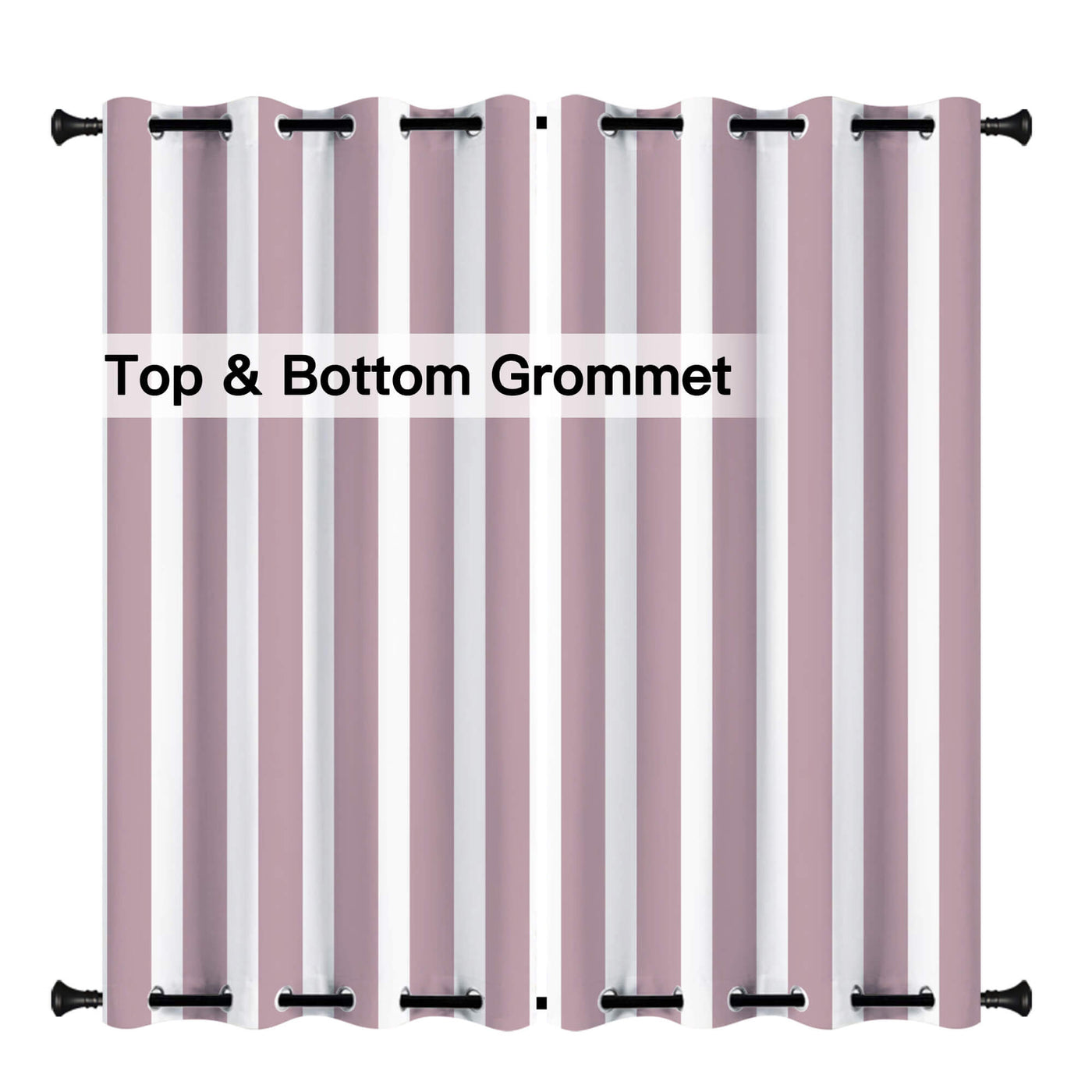 Heartcosy Violet Stripe Curtains/Drapes 1 Panel | Waterproof Curtains Grommet Top & Bottom | Custom Outdoor Curtains