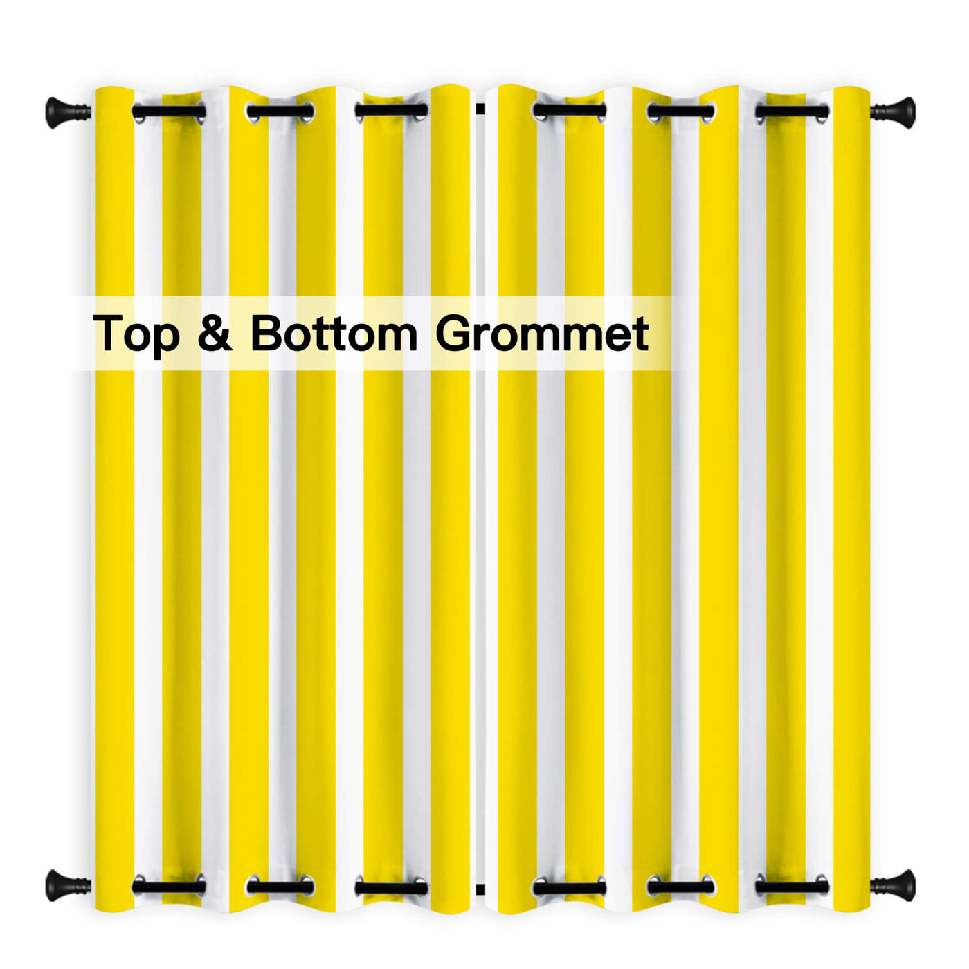 Heartcosy Yellow Stripe Curtains/Drapes 1 Panel | Waterproof Curtains Grommet Top & Bottom | Custom Outdoor Curtains