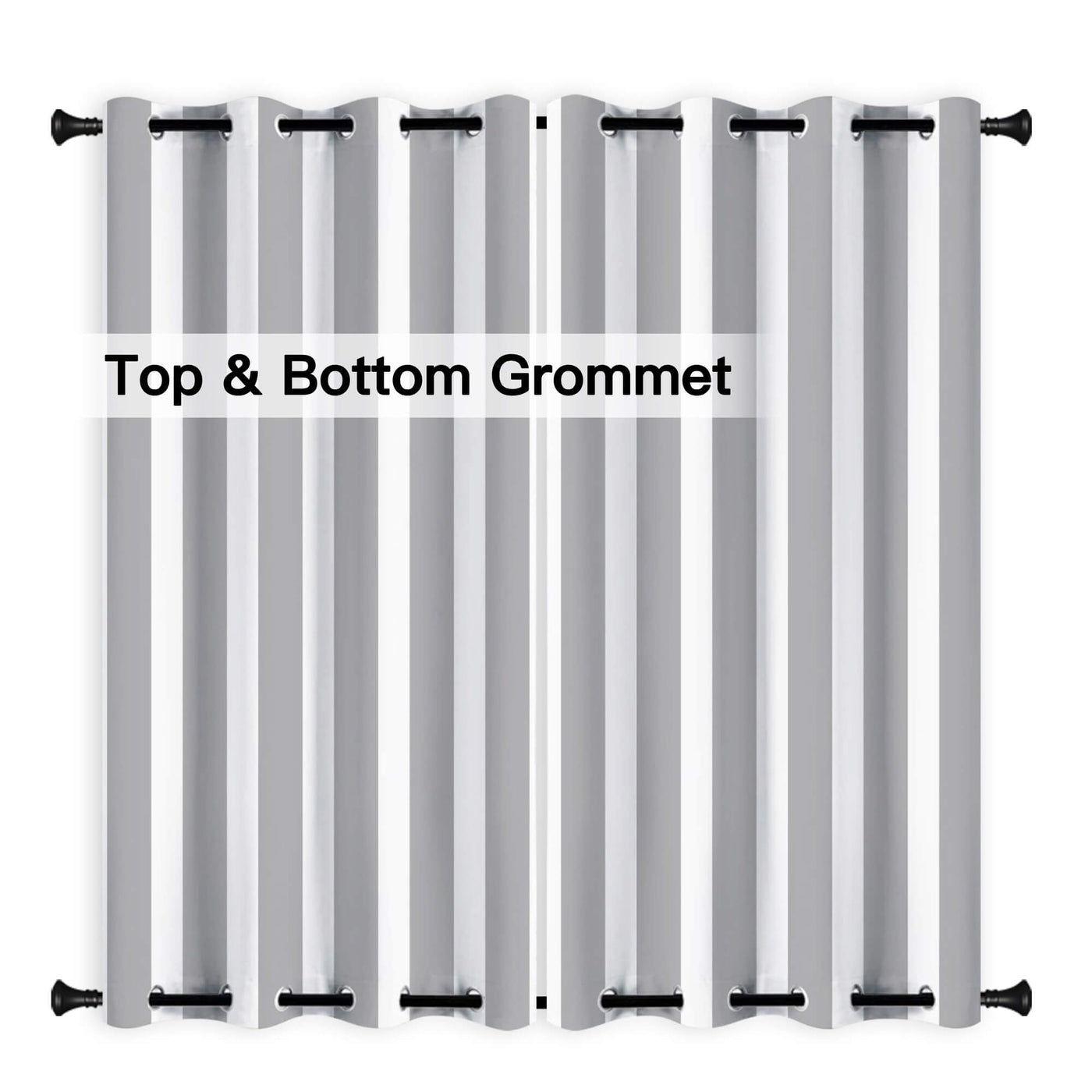 Heartcosy Light Grey Stripe Curtains/Drapes 1 Panel | Waterproof Curtains Grommet Top & Bottom | Custom Outdoor Curtains