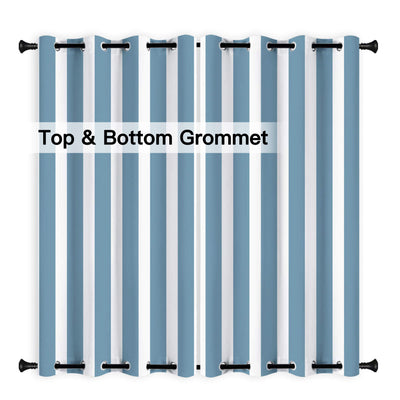 Heartcosy Pale Blue Stripe Curtains/Drapes 1 Panel | Waterproof Curtains Grommet Top & Bottom | Custom Outdoor Curtains