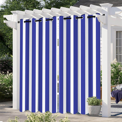 Heartcosy Blue Stripe Curtains/Drapes 1 Panel | Waterproof Curtains Grommet Top & Bottom | Custom Outdoor Curtains