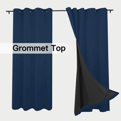 Heartcosy Thermal Curtains/Drapes 1 Panel Navy Blue | Waterproof Curtains Grommet/Tab Top | Custom Blackout Curtains