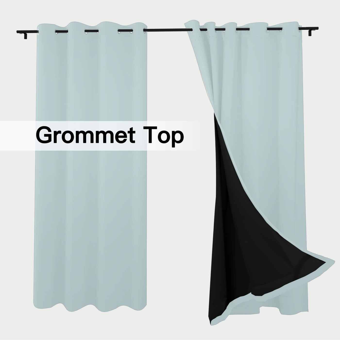 Heartcosy Thermal Curtains/Drapes 1 Panel Pale Blue | Waterproof Curtains Grommet/Tab Top | Custom Blackout Curtains