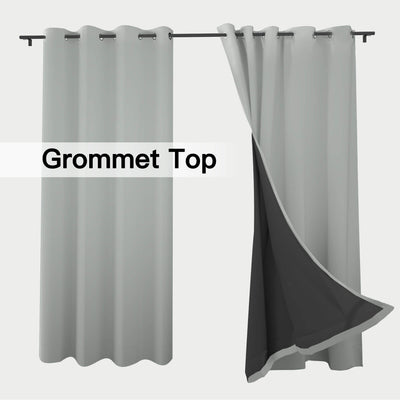 Heartcosy Thermal Curtains/Drapes 1 Panel Grey | Waterproof Curtains Grommet/Tab Top | Custom Blackout Curtains