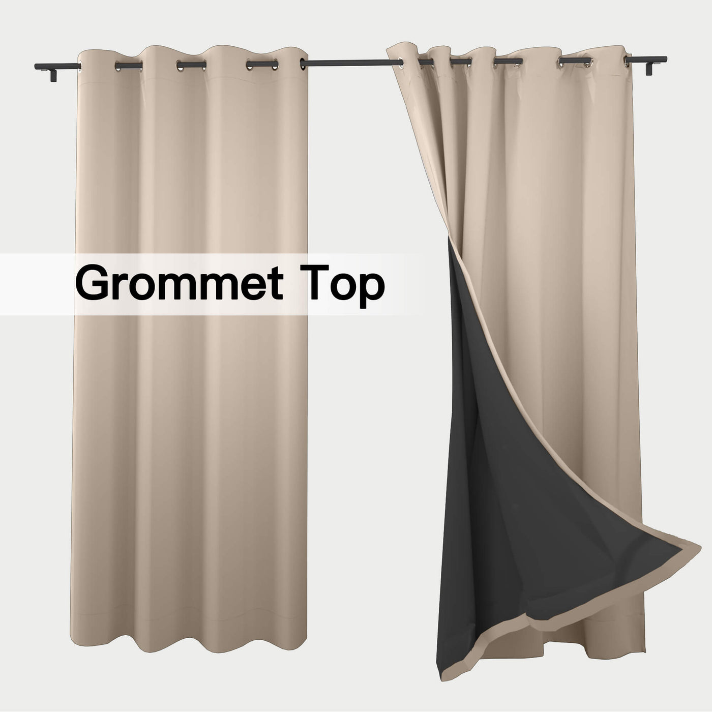 Heartcosy Thermal Curtains/Drapes 1 Panel Khaki | Waterproof Curtains Grommet/Tab Top | Custom Blackout Curtains