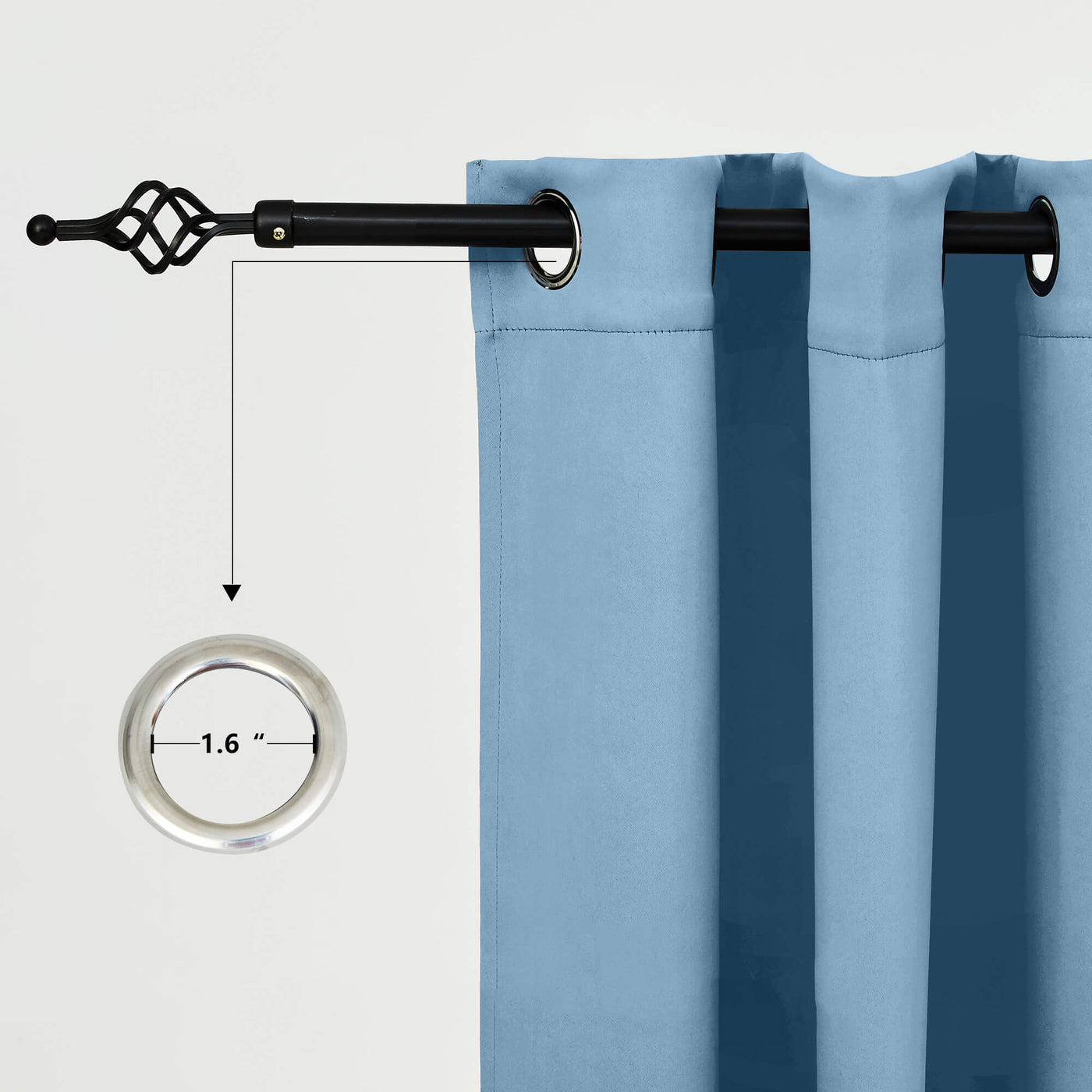 Outdoor Curtains Waterproof Grommet Top 1 Panel - Saphhire Blue