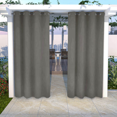 Outdoor Curtains Waterproof Grommet Top 1 Panel - Charcoal