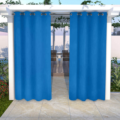 Outdoor Curtains Waterproof Grommet Top 1 Panel - Pacific Blue