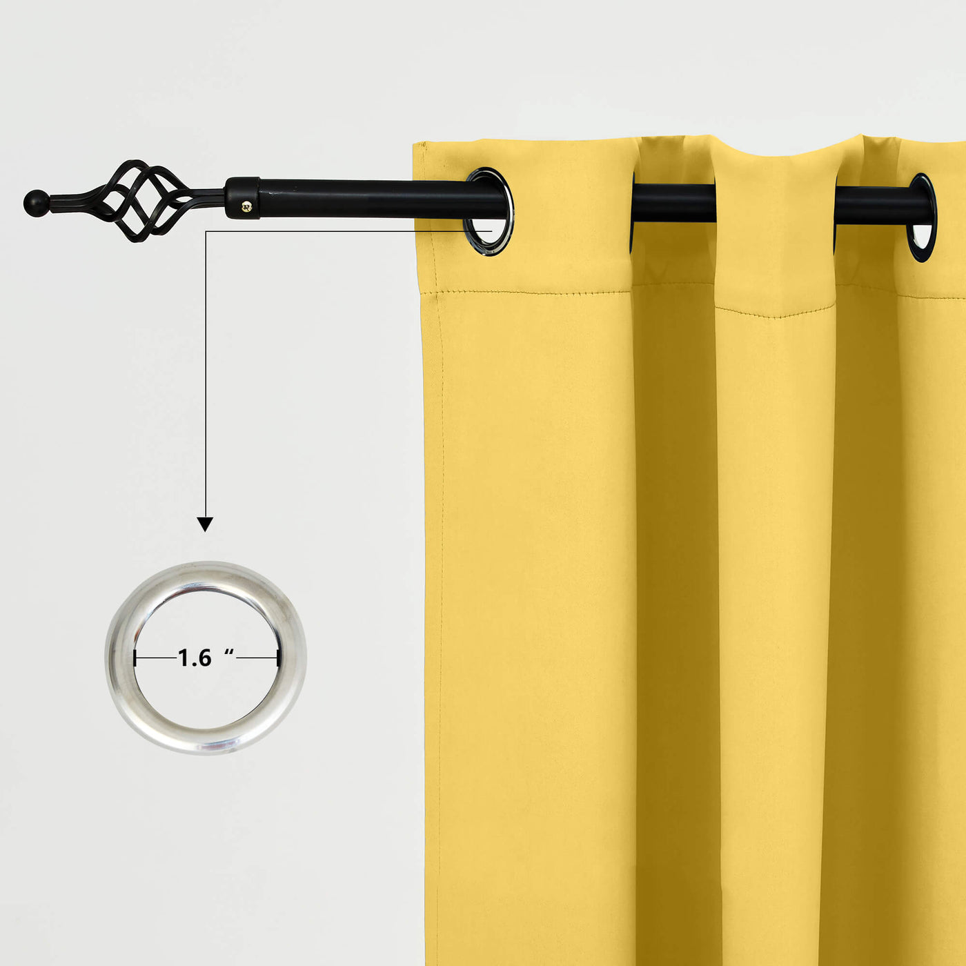 Outdoor Curtains Waterproof Grommet Top 1 Panel - Yellow
