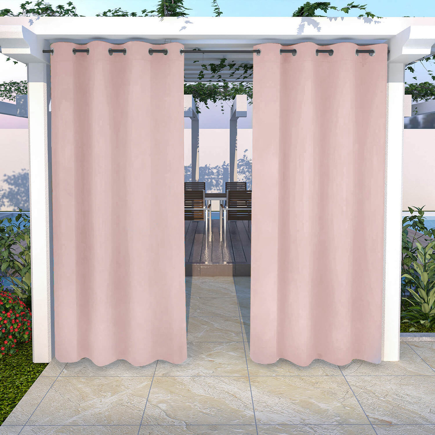 Outdoor Curtains Waterproof Grommet Top 1 Panel - Rose Dust