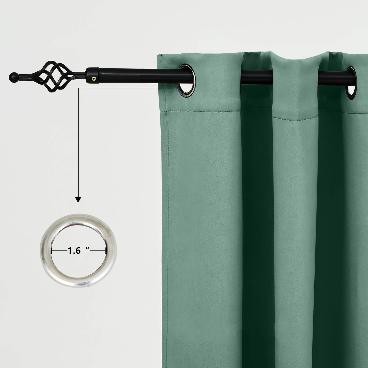 Outdoor Curtains Waterproof Grommet Top 1 Panel - Green