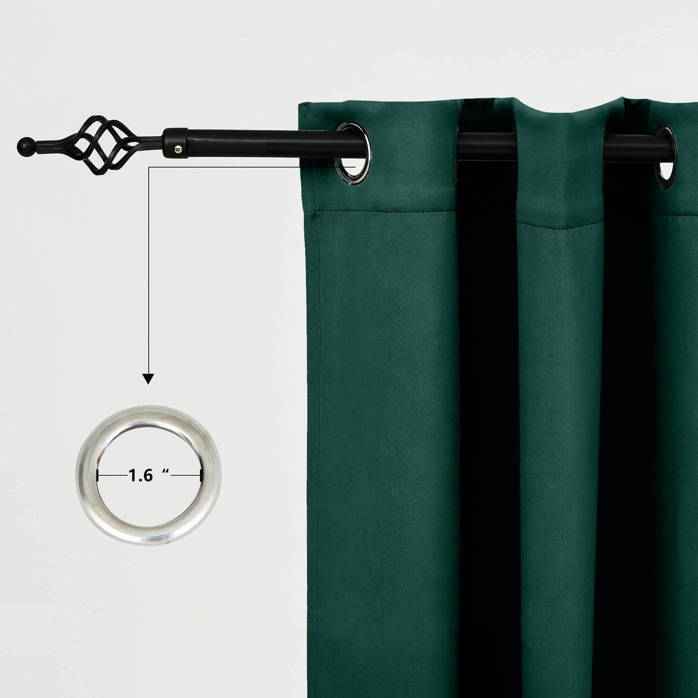 Outdoor Curtains Waterproof Grommet Top 1 Panel - Dark Green