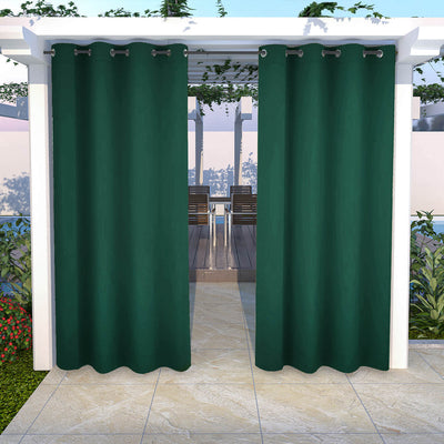 Outdoor Curtains Waterproof Grommet Top 1 Panel - Dark Green