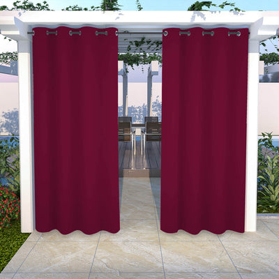 Outdoor Curtains Waterproof Grommet Top 1 Panel - Wine