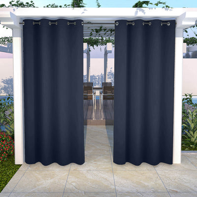 Outdoor Curtains Waterproof Grommet Top 1 Panel - Prussian blue