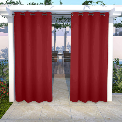 Outdoor Curtains Waterproof Grommet Top 1 Panel - Red