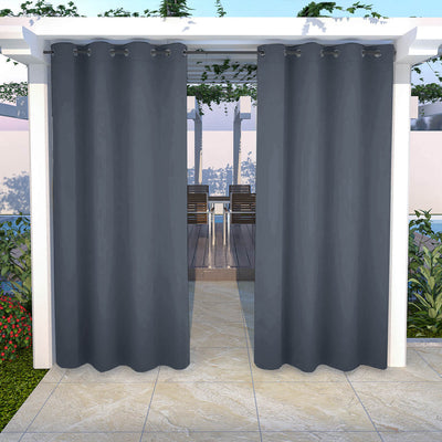 Outdoor Curtains Waterproof Grommet Top 1 Panel - Grey