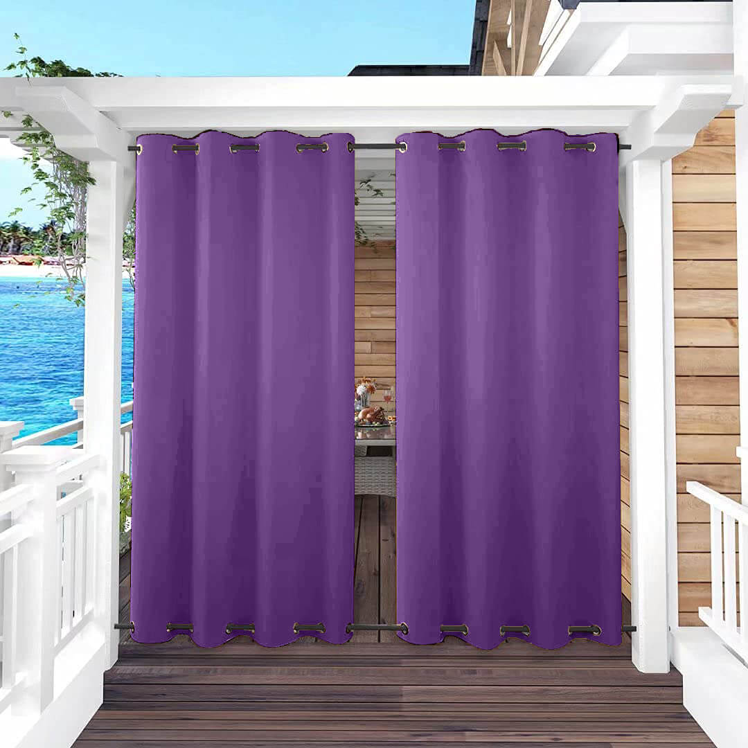 Outdoor Curtains Waterproof Grommet Top & Bottom 1 Panel - Violet