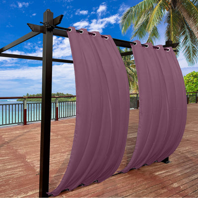Outdoor Curtains Waterproof Grommet Top & Bottom 1 Panel - Plum